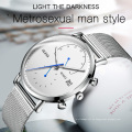 Reloj de pulsera milanesa de acero inoxidable de cuarzo de marca OLEVS, relojes de pulsera con personalidad fresca, reloj impermeable de alta calidad para hombres